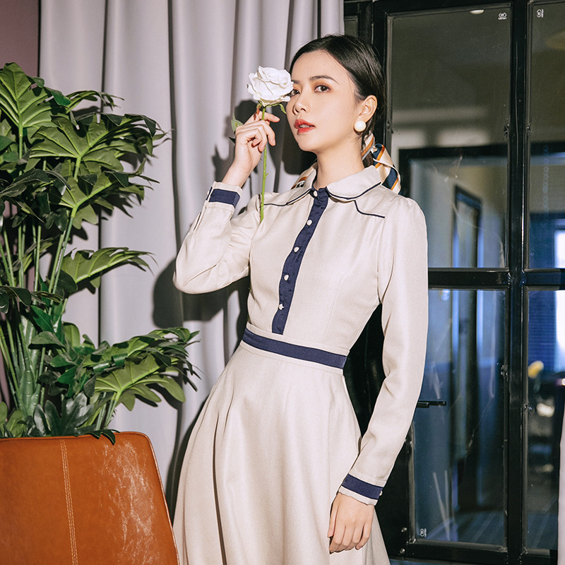 Women's Retro Republic style color matching dress