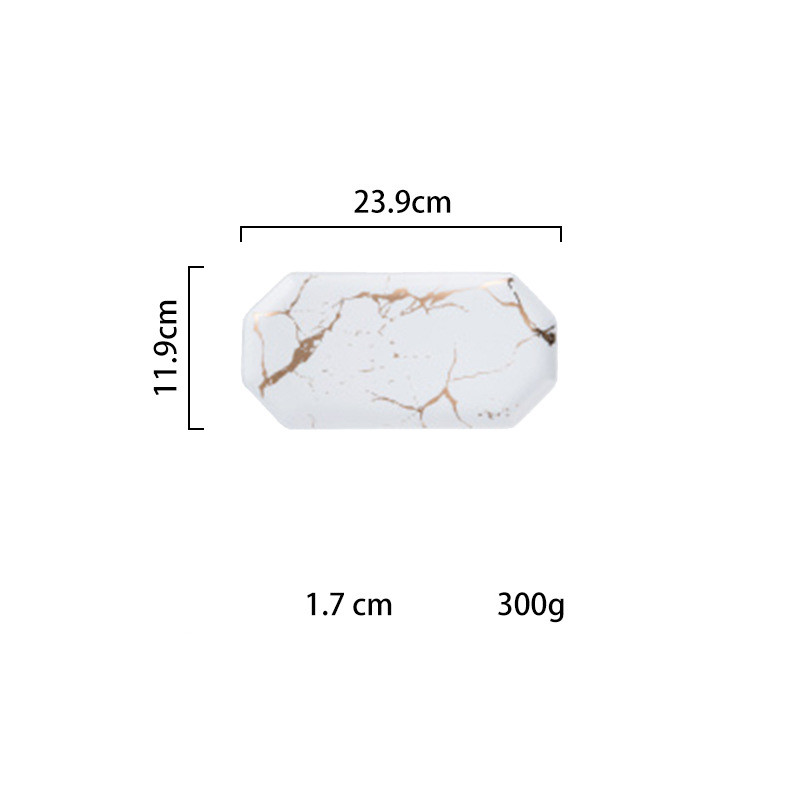 Light luxury style marble and gold irregular ceramic tray 4Style - Shop at LoveMi