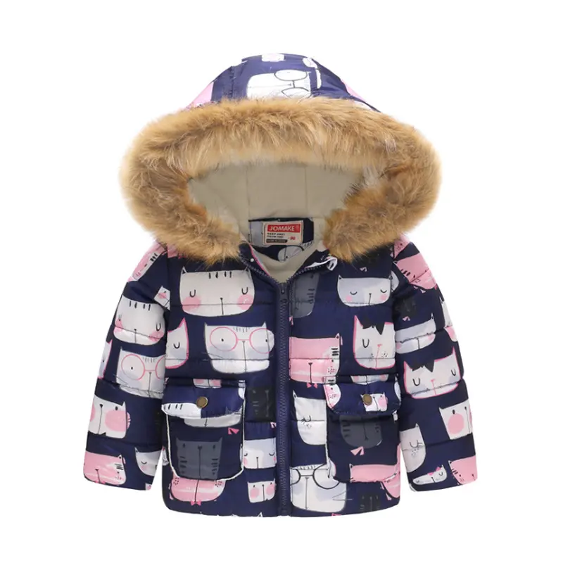 Boys and Girls Printed Hooded Children's Warm Cotton Jacket