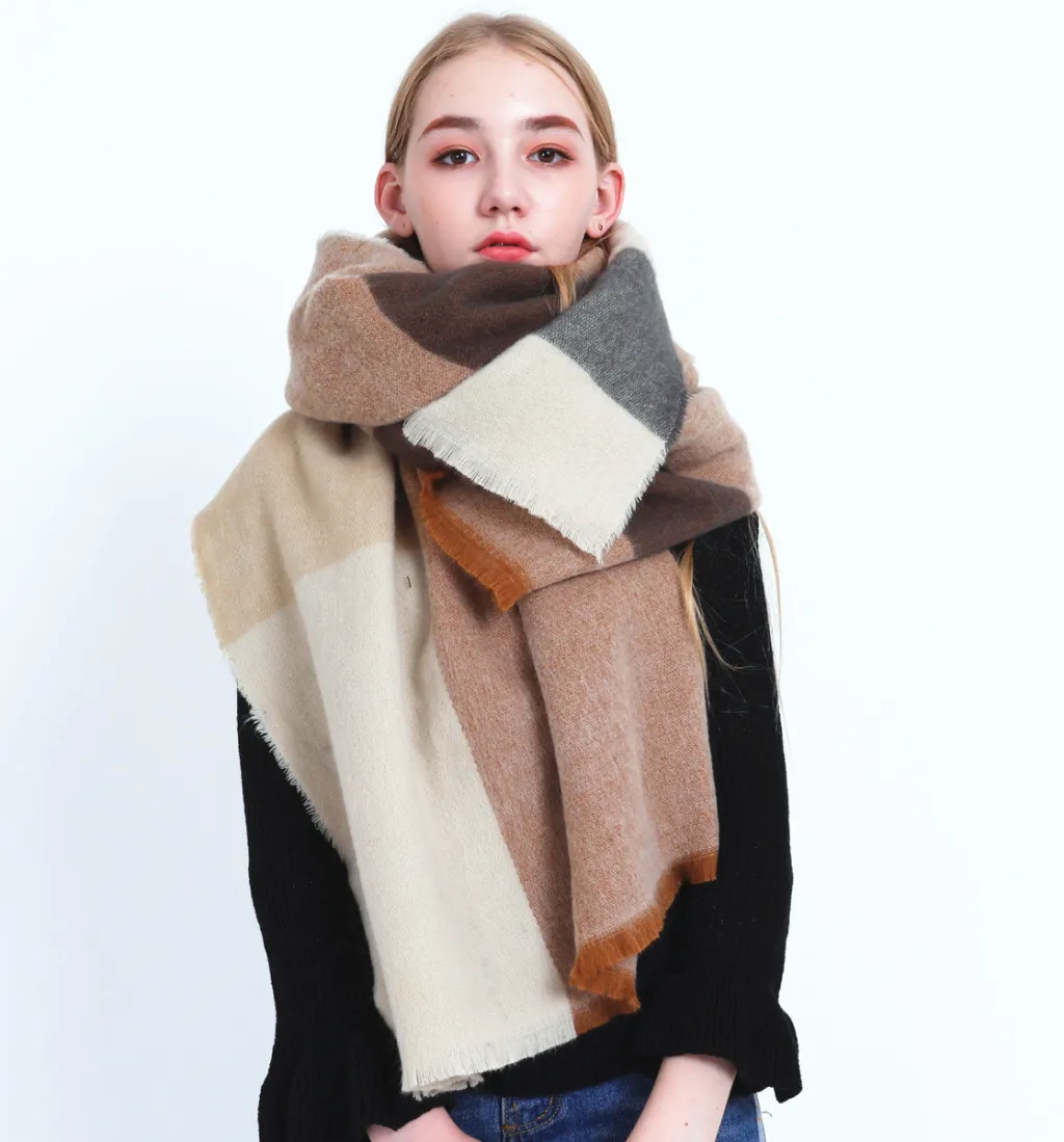 Cashmere plaid scarf - Khaki