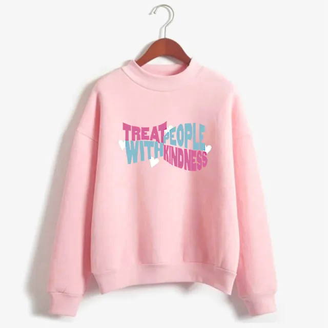 Printed Pattern All match Personality Mid collar Sweater Pink - Shop at LoveMi