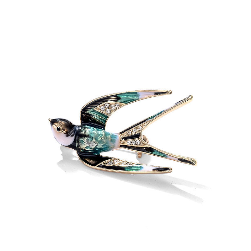 Small swallow alloy drop oil brooch 1Color - Shop at LoveMi