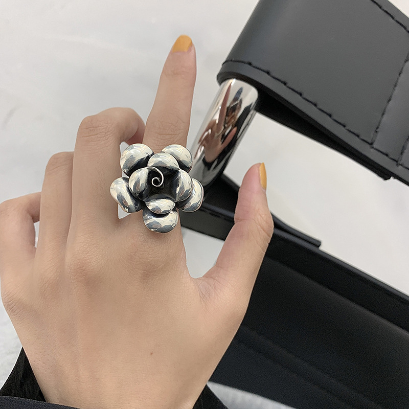 Women Retro Exaggerated Peony Flower Ring