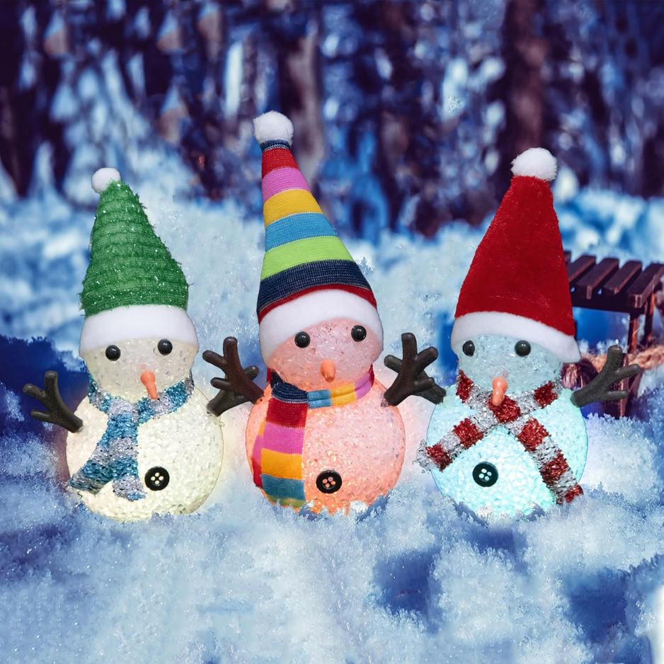 Christmas Decorations LED Snowmen Lamp Color Changing With Colorful Hat Scarf Christmas Snowman Desk Centerpiece Decoration