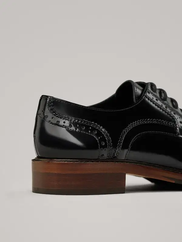 British Mid-heel Vintage Brogue Leather Platform Embossed Lace-up Shoes