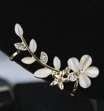 Opal Leaf EarNail Earring Petal Set Diamond Korean Version Ear Bone Ear Clip Left - Shop at LoveMi