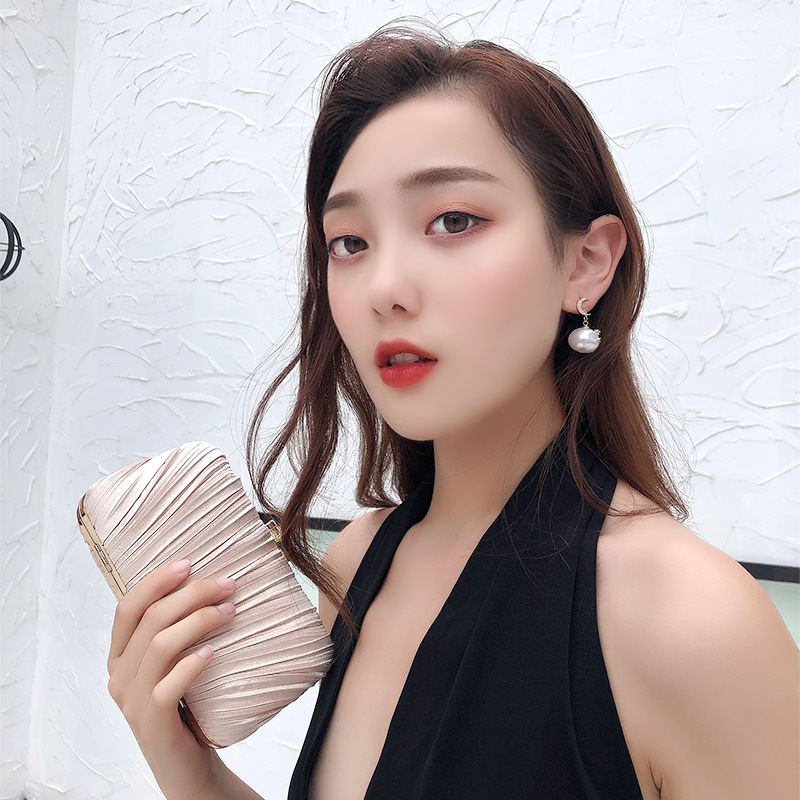 Fashion Pearl Asymmetric Star Moon Design Dangle Earrings Contracted Exquisite Crystal