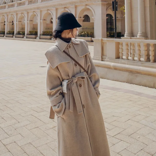 Mid length and Small Autumn Korean Style Loose Fashion Coat Oatmeal - Shop at LoveMi