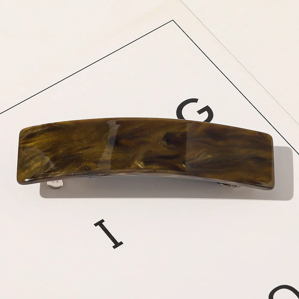 Retro Square Shape Grabbing Acetate Sheet Spring Chuck Hair Clip - Browna