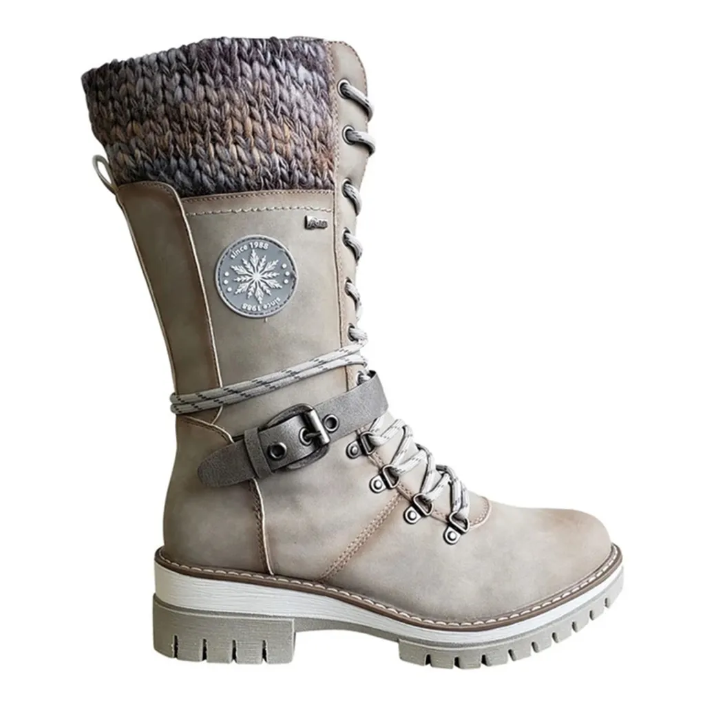 Wedge Heel Thick With Wool Stitching Martin Boots - White