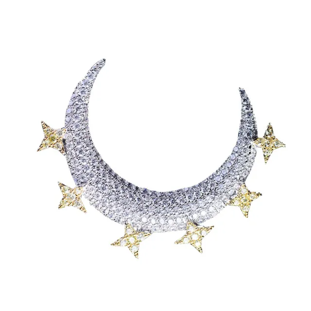 Fashion Style Corsage Micro Inlaid Zircon Two Color Moon White - Shop at LoveMi