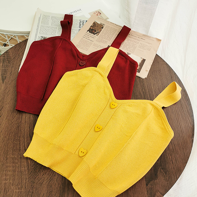 Outer Wear Bottoming Shirt Women Short Slim Fit All-match knitted Vest