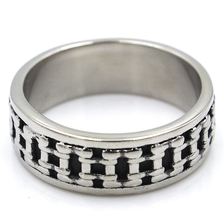 Retro Personality Mesh Woven Men's Ring Titanium Steel Woven Men's Ring