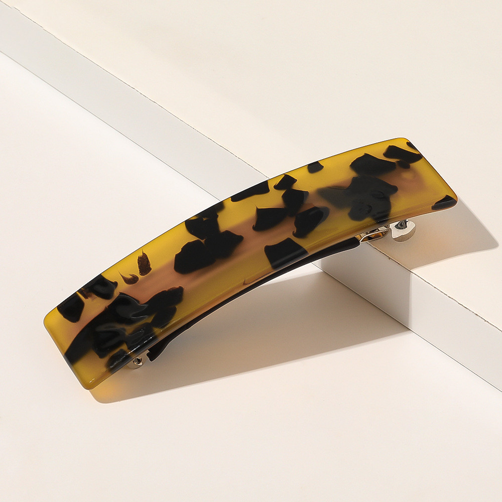 Retro Square Shape Grabbing Acetate Sheet Spring Chuck Hair Clip Leopard Dark Brown - Shop at LoveMi