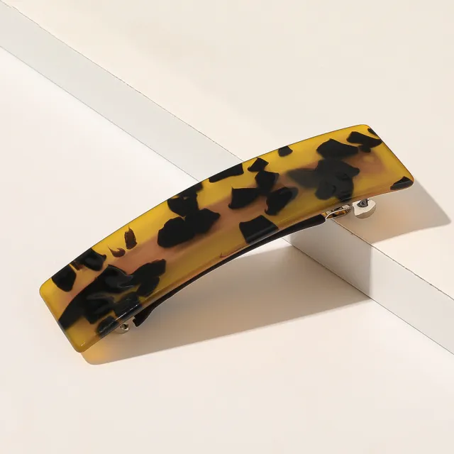 Retro Square Shape Grabbing Acetate Sheet Spring Chuck Hair Clip Leopard Dark Brown - Shop at LoveMi