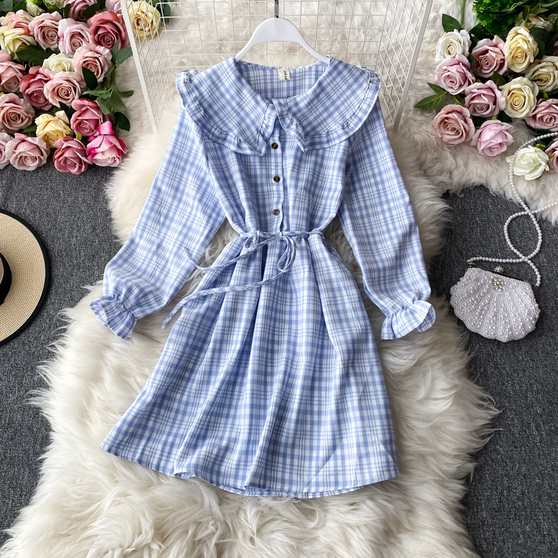 French Bellflower Skirt Lace-up Waist Slimming Dress