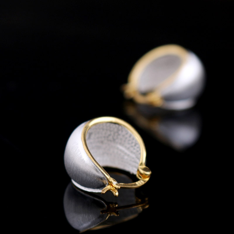 Plain Silver Brushed Gold-plated Ethnic Style Earrings
