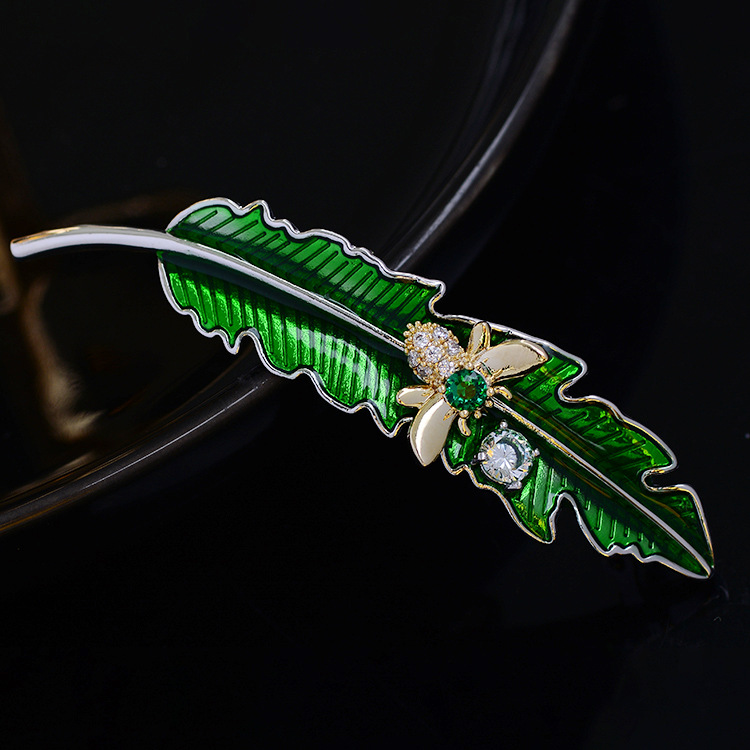 Zircon Bee Leaf Brooch, picture 3 of 4