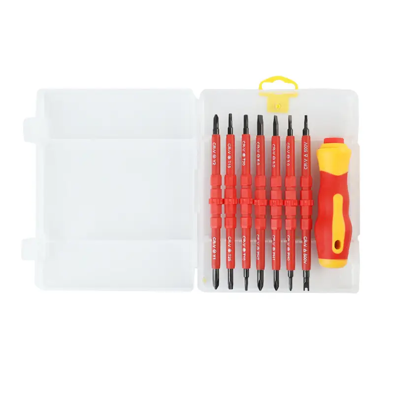 Insulated Screwdriver Set with Interchangeable Bits for Electrical Repair