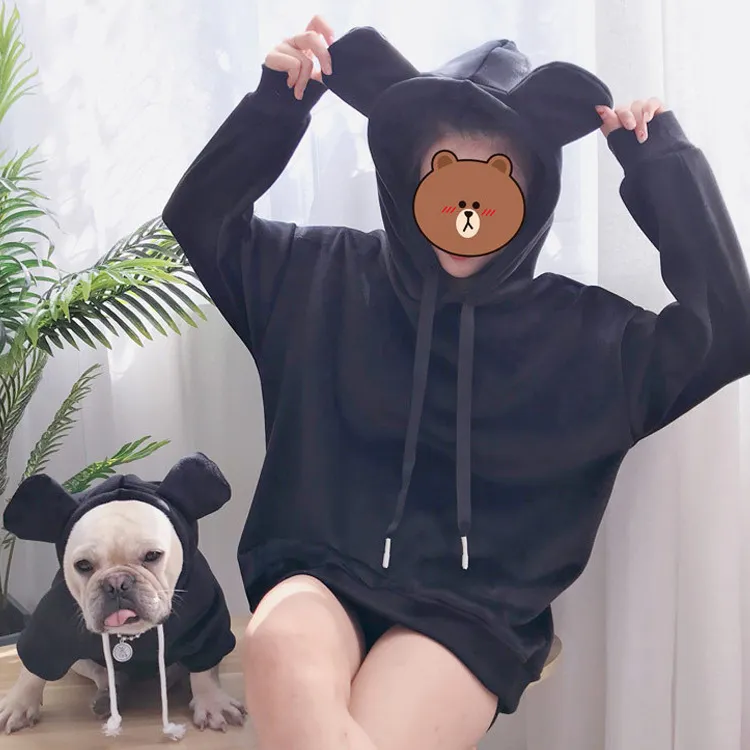 Pet Parent Child Outfit Hooded Double Sided Gold Velvet Thickening - Black