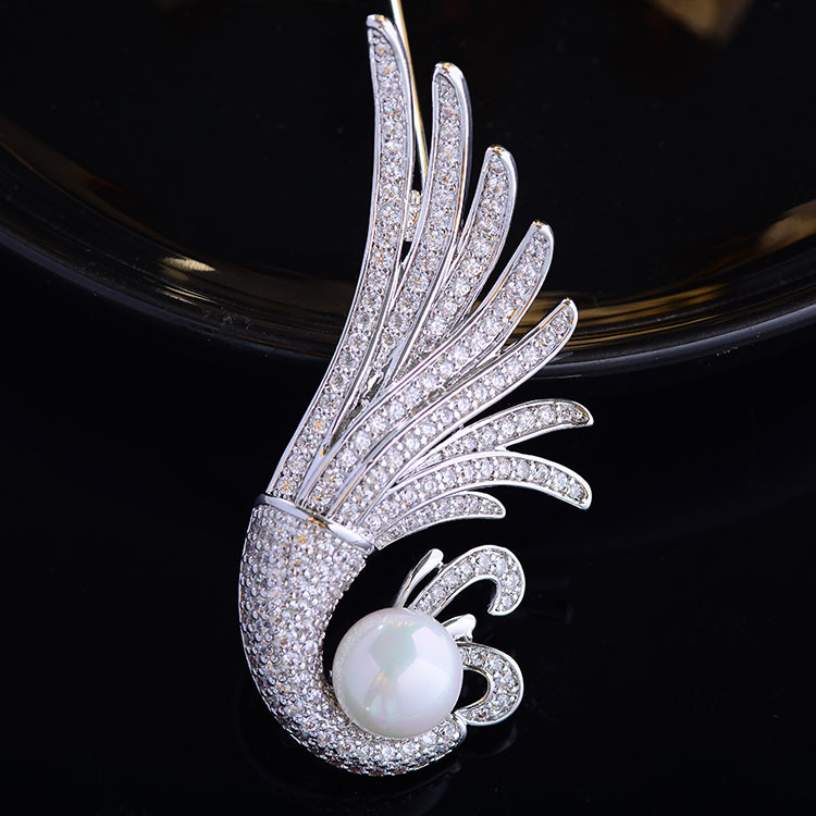 Ladies' Exquisite Phoenix Tail Pearl Brooch Accessories