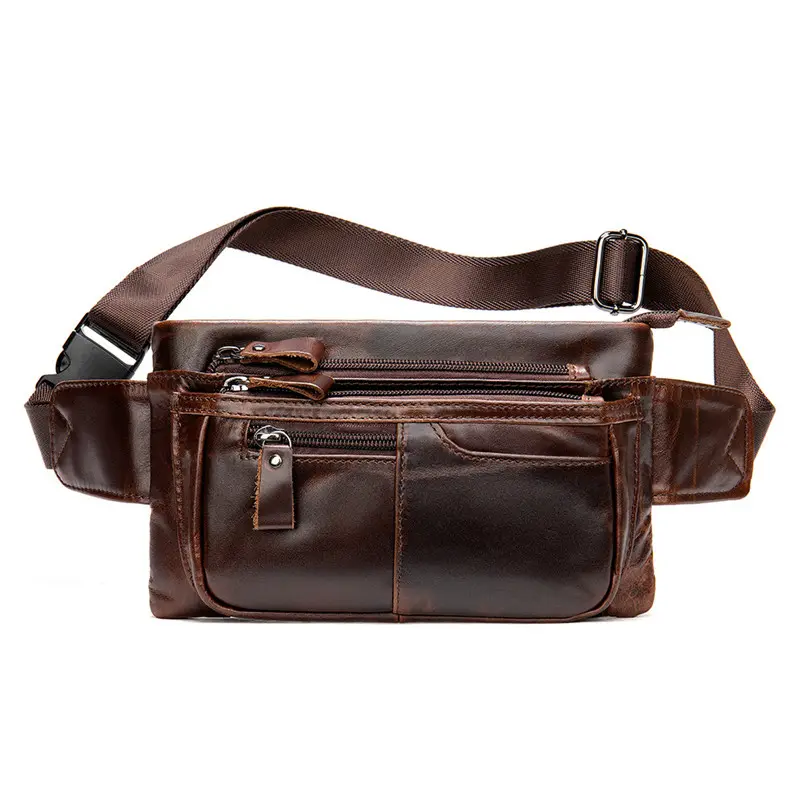 Top Layer Cowhide Casual Sports Crossbody Chest