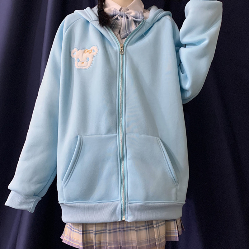 Cute Bunny Ears Hooded Loose Top Korean Style
