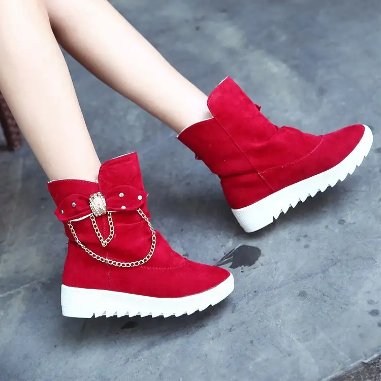 Warm And Cold-proof Mid-tube Bow Snow Boots