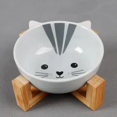 Protect Cervical Spine Cat Food Bowl Cat Food Bowl Pet Bowl - Grey - View 1