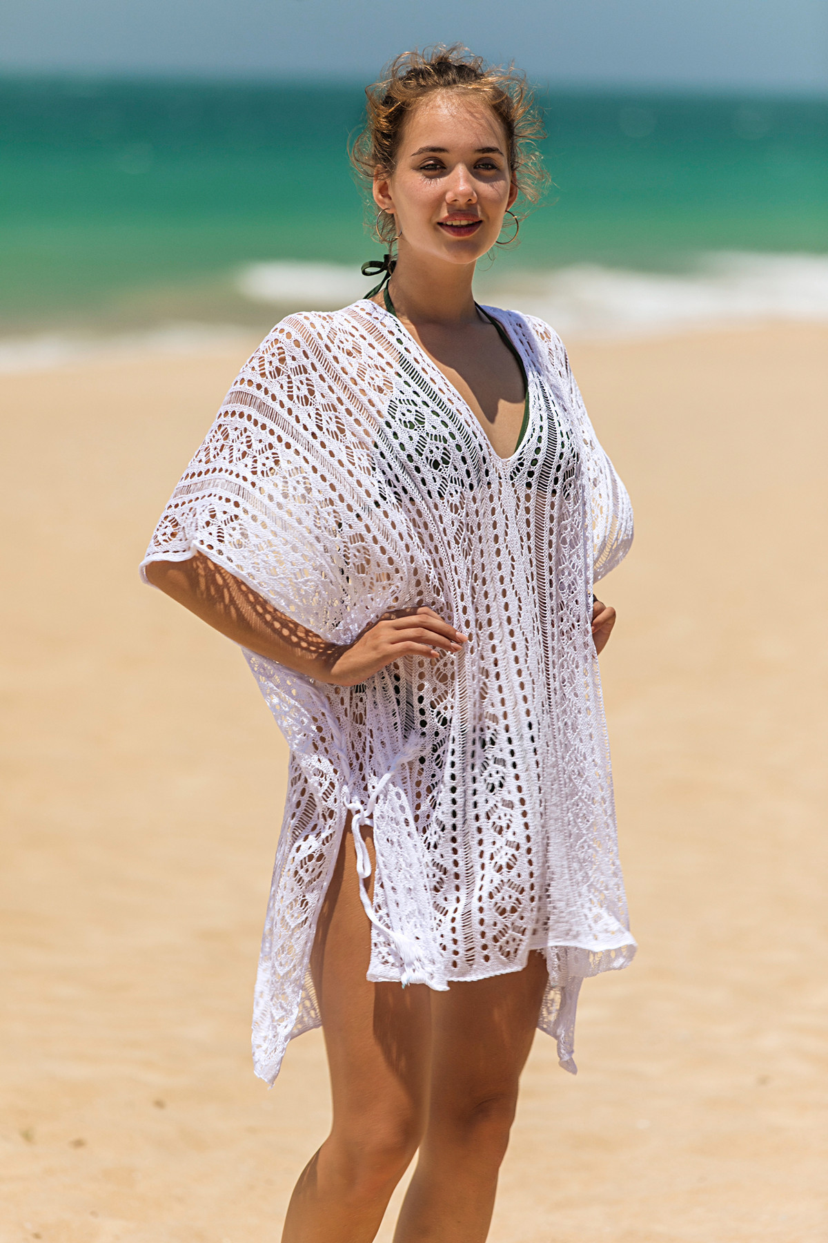 Holiday Style Knitted Loose-tie Bikini with Fringe