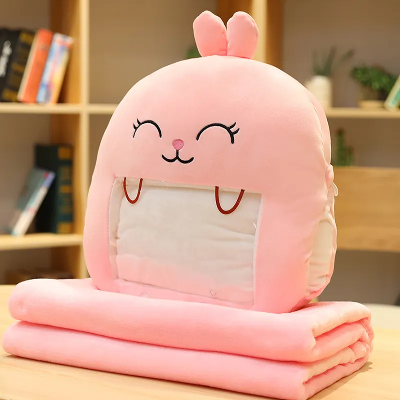 Winter Visual Hand Warmer Pillow can Play Mobile Phone with Blanket Plush Pillow - Rabbit