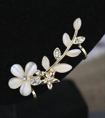 Opal Leaf EarNail Earring Petal Set Diamond Korean Version Ear Bone Ear Clip Right - Shop at LoveMi