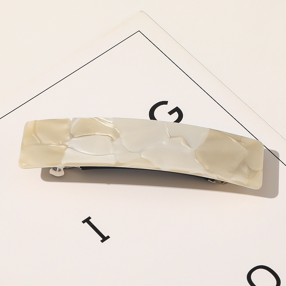 Retro Square Shape Grabbing Acetate Sheet Spring Chuck Hair Clip Beige - Shop at LoveMi