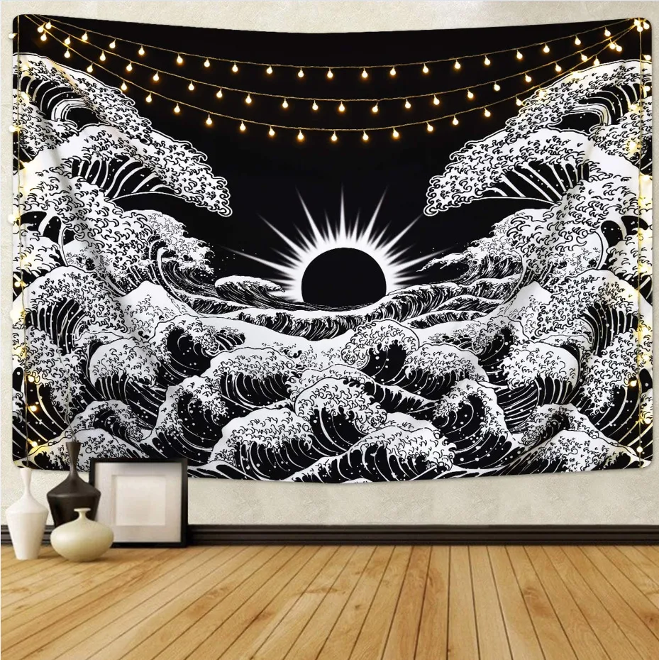 Tapestry Black And White Series Printed Home Hanging Cloth - Ls Hbb 1