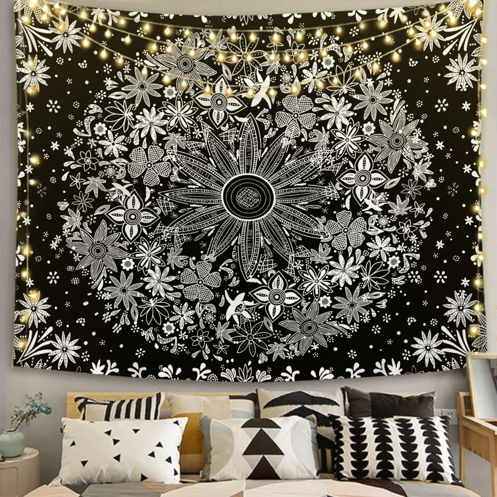 Tapestry Black And White Series Printed Home Hanging Cloth - Ls Hbb 12