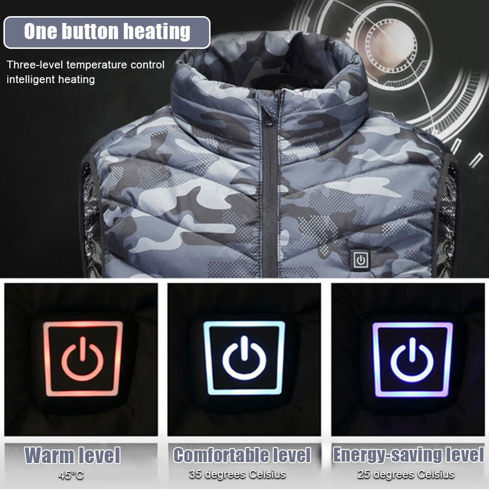 Camouflage Heating Vest Men's Warm Vest USB Charging Heating