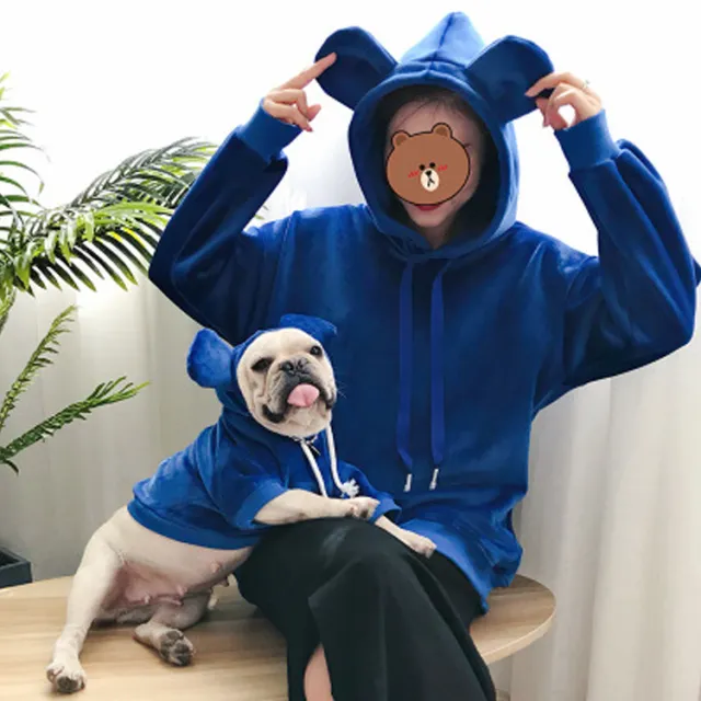 Pet Parent Child Outfit Hooded Double Sided Gold Velvet Thickening Blue - Shop at LoveMi