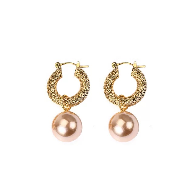 Retro Metal Ear Buckle Pearl Earrings Women