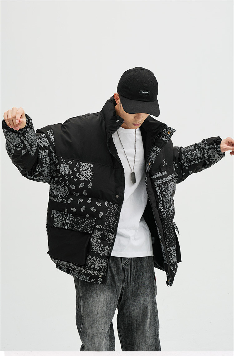 Men's Jacket Cashew Flower Printed Cotton Jacket