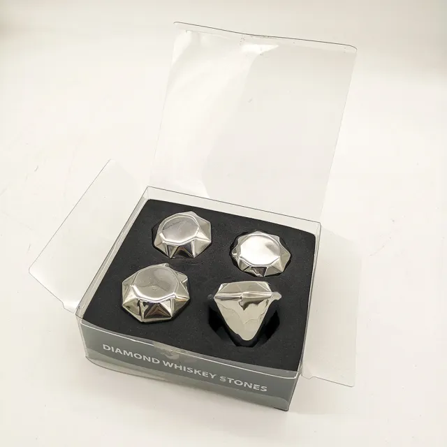 Metal Whiskey Ice Wine Stone Ice Set Stainless Steel Ice 4 Pieces Of Silver - Shop at LoveMi