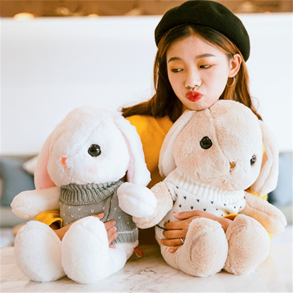 Cute Bunny Doll Wearing a Vest Sweater Lop-eared Rabbit Doll