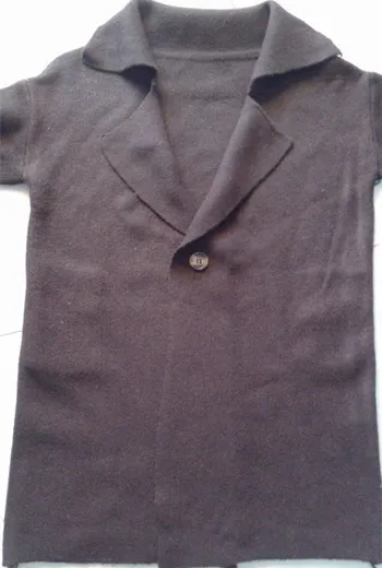Women's Mid-length Suit Collar Knitted Jacket - Khaki