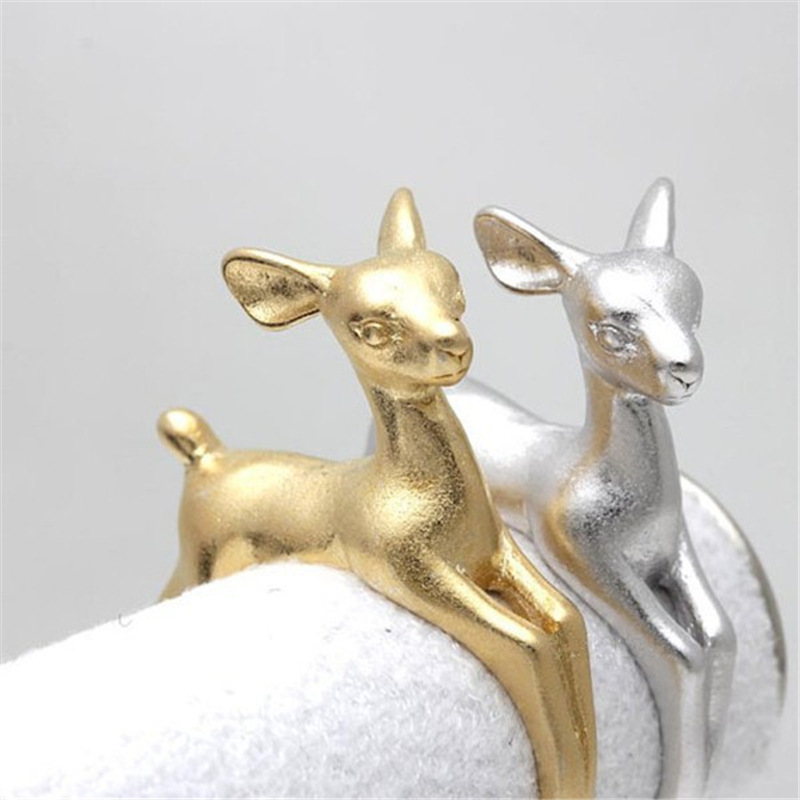 Retro Cute Rings Bambi Beer Wrap Rings Adjustable Reindeer Horn Ring in Gold Charms Cocktail