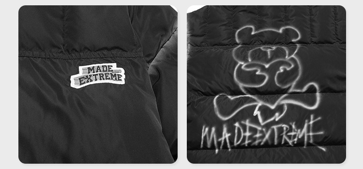 Men's Bear Spray Paint Graffiti Printed Down Jacket Men's Cotton Jacket