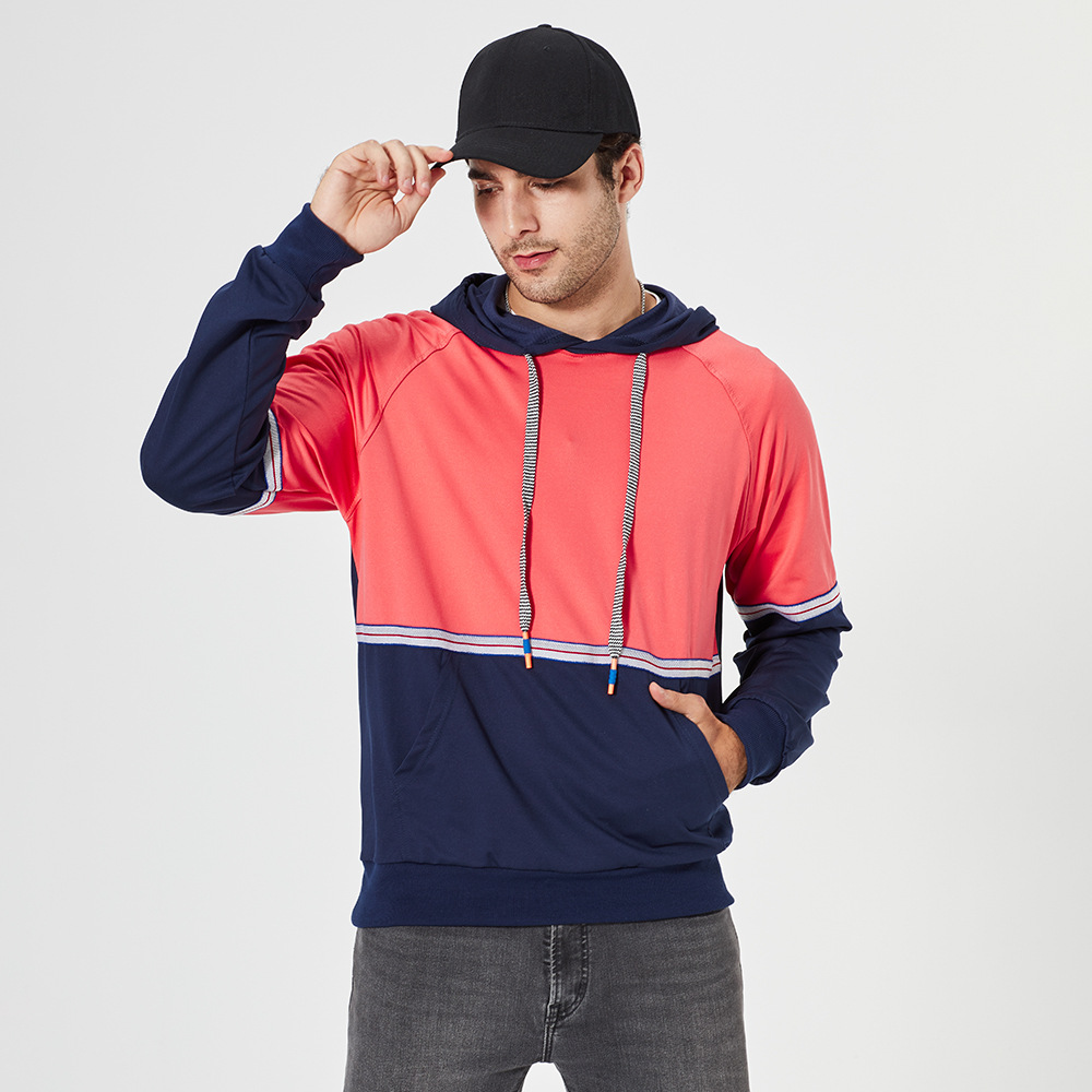 Men's Personality Stitching Hooded Cardigan Slim Sweater