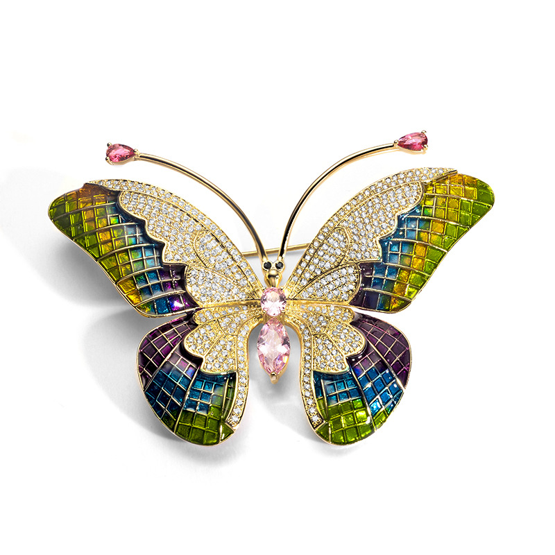 High-grade Zircon Inlaid Butterfly Brooch Women