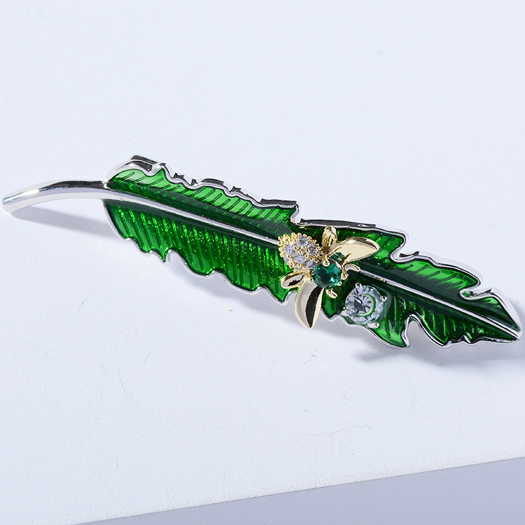 Zircon Bee Leaf Brooch