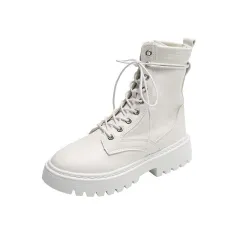 British Style Korean Retro Short Boots Flat Black Motorcycle i Boots - Black - View 1