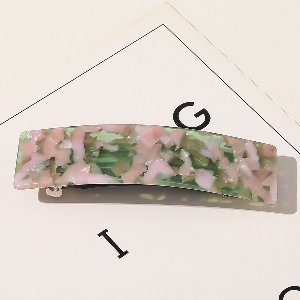 Retro Square Shape Grabbing Acetate Sheet Spring Chuck Hair Clip Pink Green - Shop at LoveMi