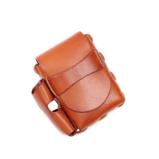 Vegetable Tanned Leather Retro Handmade Cigarette Case Leather Cigarette Bag Wear - Camel